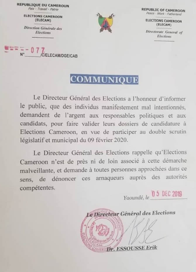 elecam_communique_arnaque