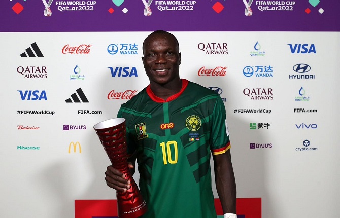 Vincent Aboubakar, Homme du Match contre la Serbie au mondial