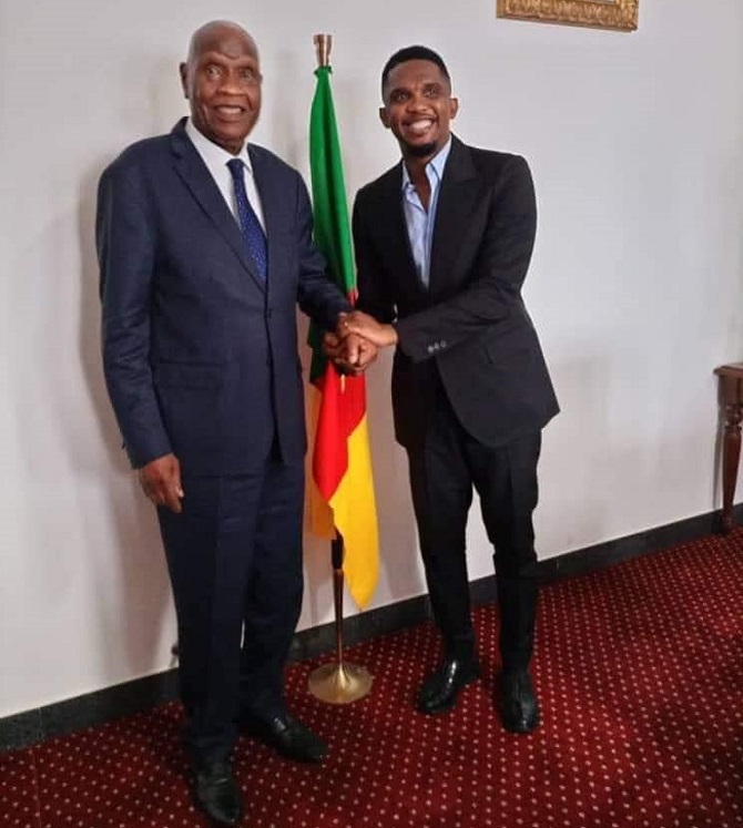 Samuel Etoâ€™o rencontre ClÃ©ment Atangana, le prÃ©sident du Conseil constitutionnel