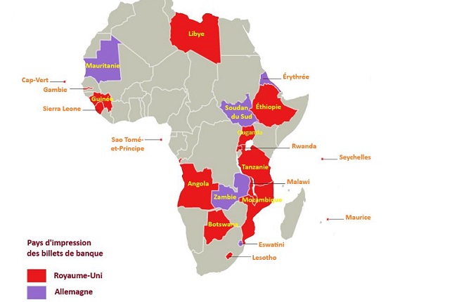 Les 22 pays africains qui importent leur monnaie d'Angleterre et d'Allemagne 