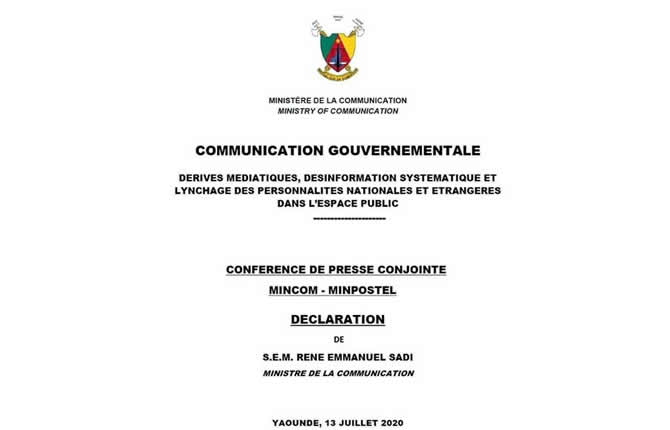 Le gouvernement camerounais dénonce les dérivent des média
