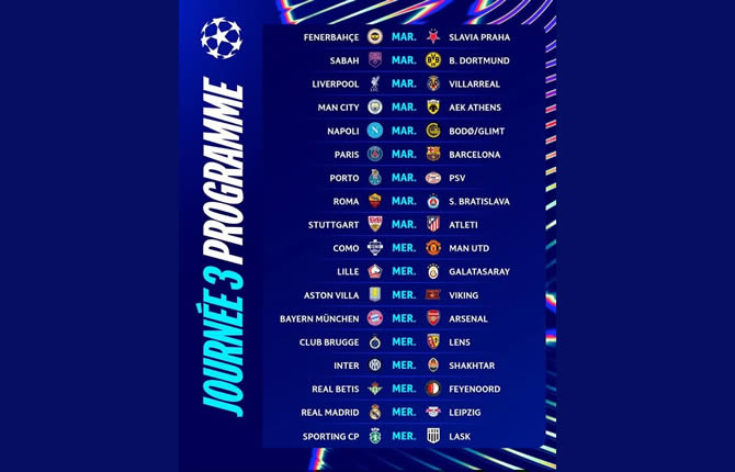 Ligue des champions UEFA : PSG-Barça, Bayern-Arsenal, Real-Leipzig… une 3e journée explosive !