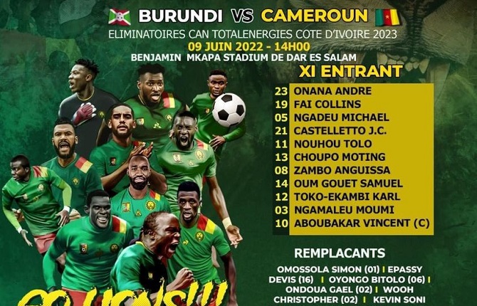 Éliminatoires Can 2023: Le 11 entrant du Cameroun contre le Burundi