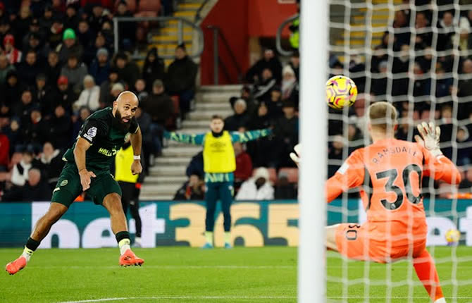 Bryan Mbeumo tout feu tout flamme avec Brentford contre Southampton en Premier League 