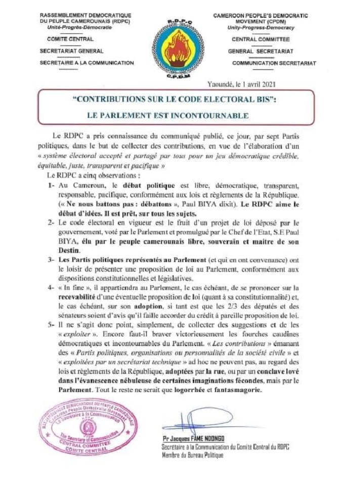 opposition_code_electoral_reponse_rdpc